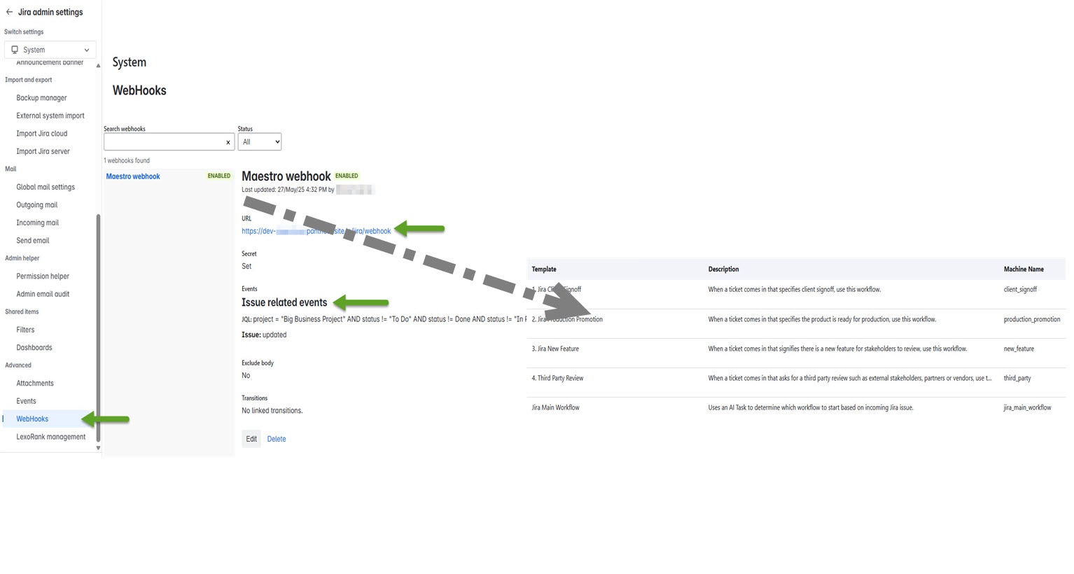 From Jira webhooks directly feeding Maestro