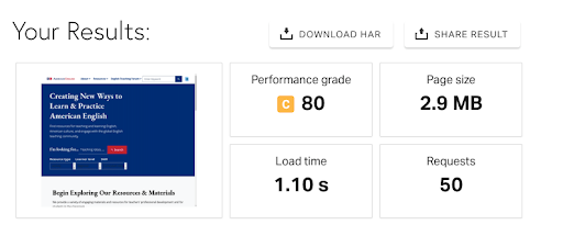 American English Website Performance