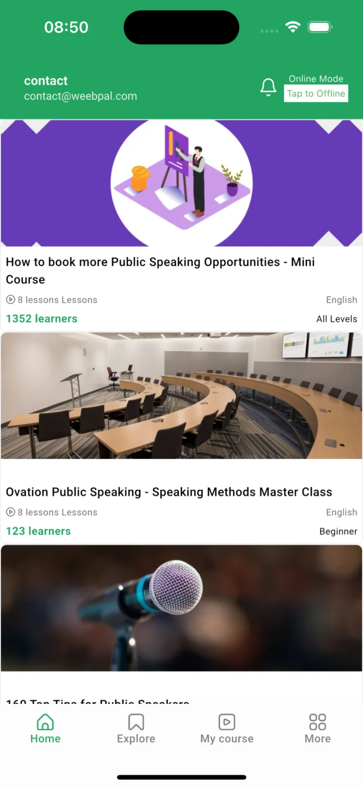 Mobile app - Homepage