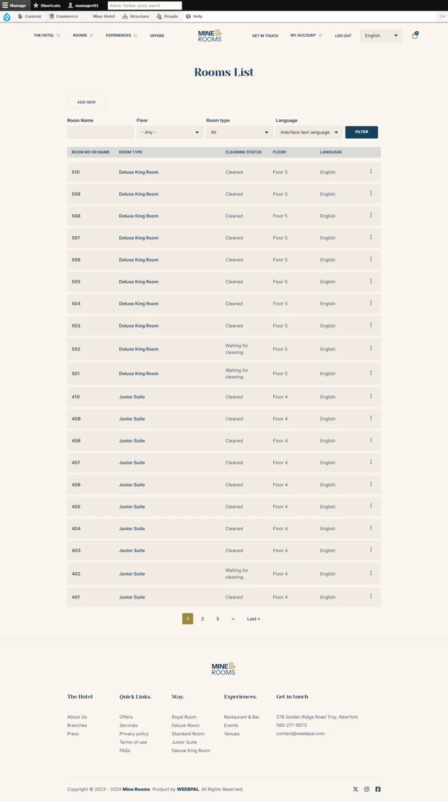Room list