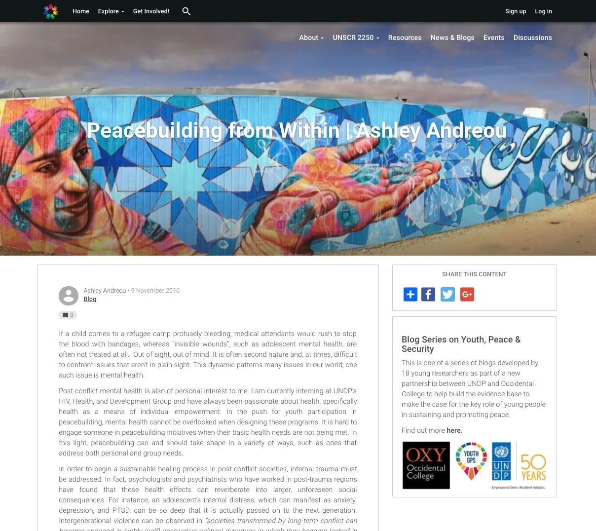 Blog on Youth 4 Peace - Open Social
