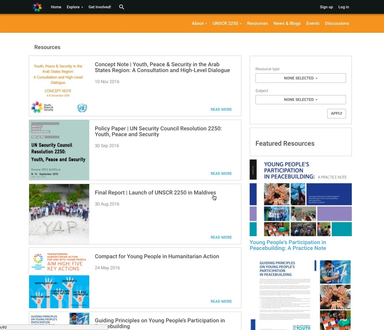 Youth 4 Peace - Resources overview