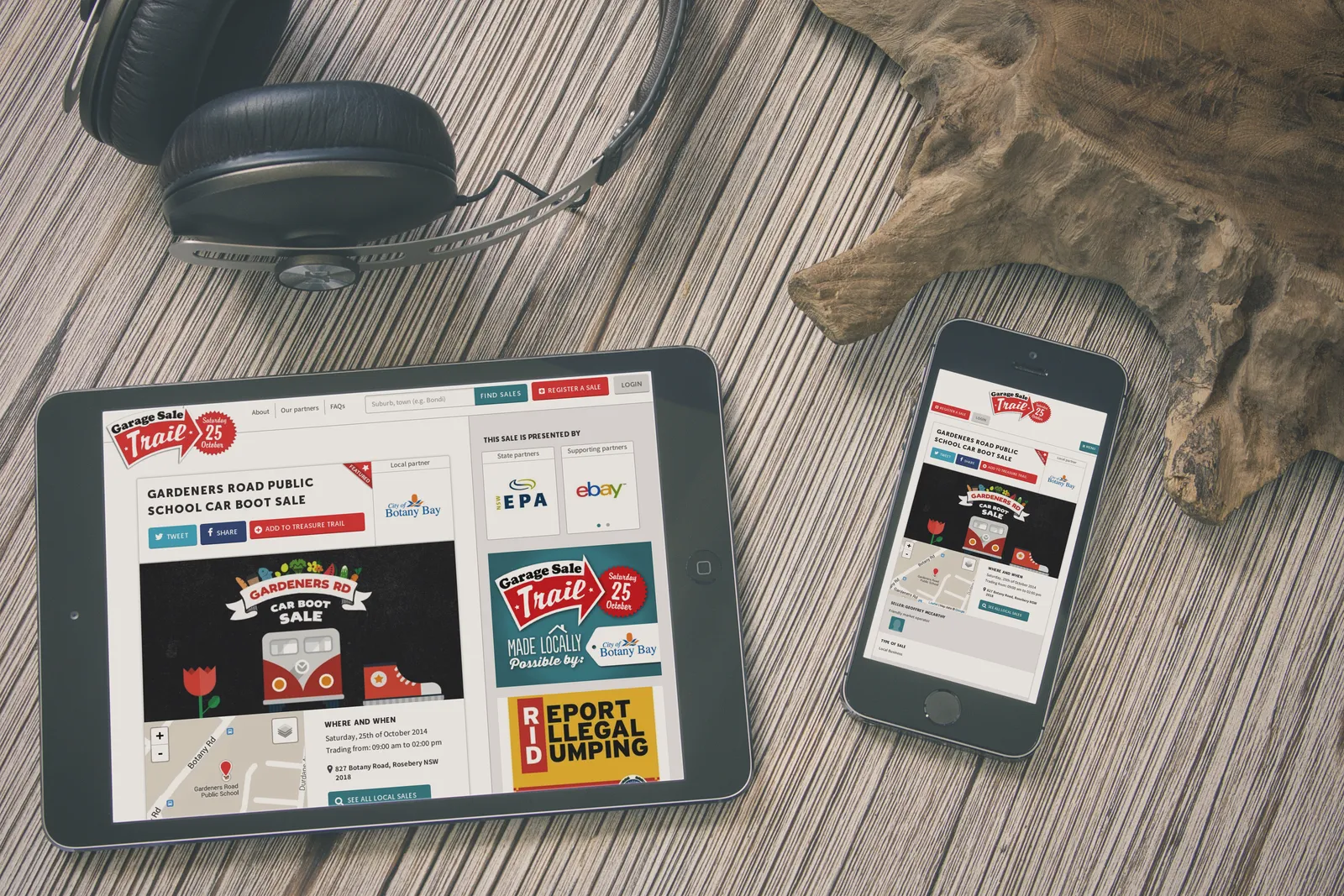 Garage Sale Trail responsive screenshots