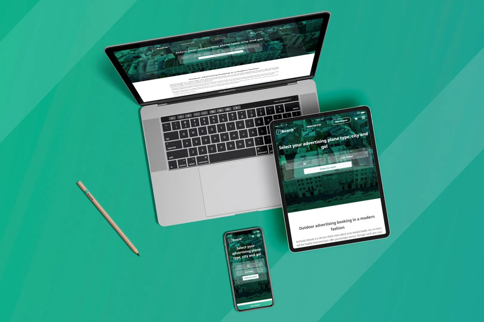 Boardr.co – homepage across different devices