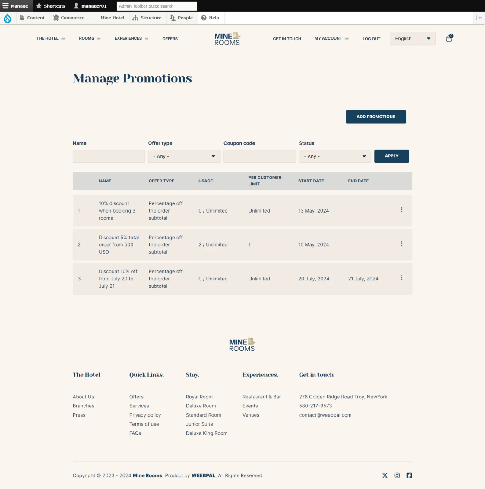 Manage Promotions