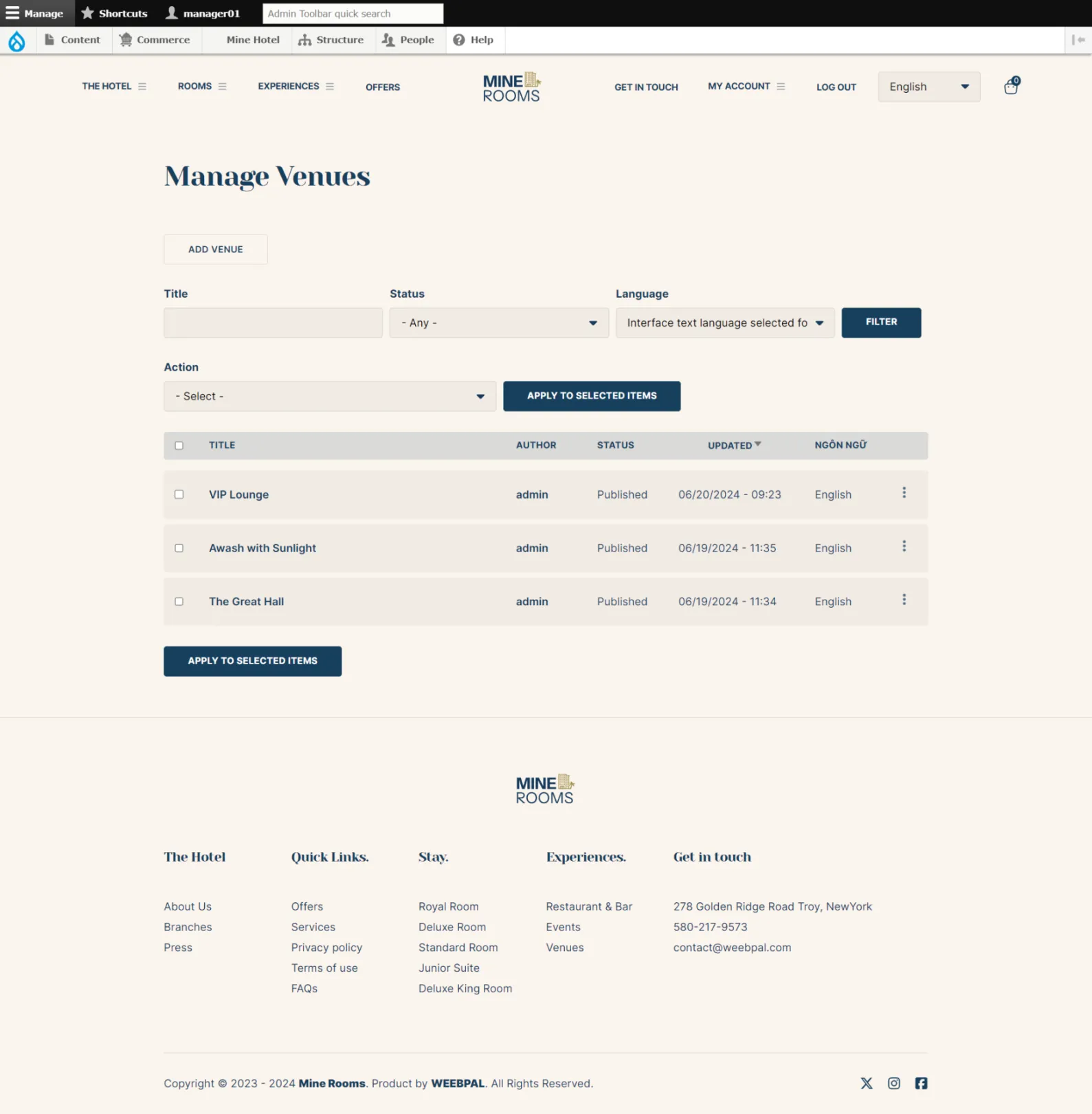 Manage Venues