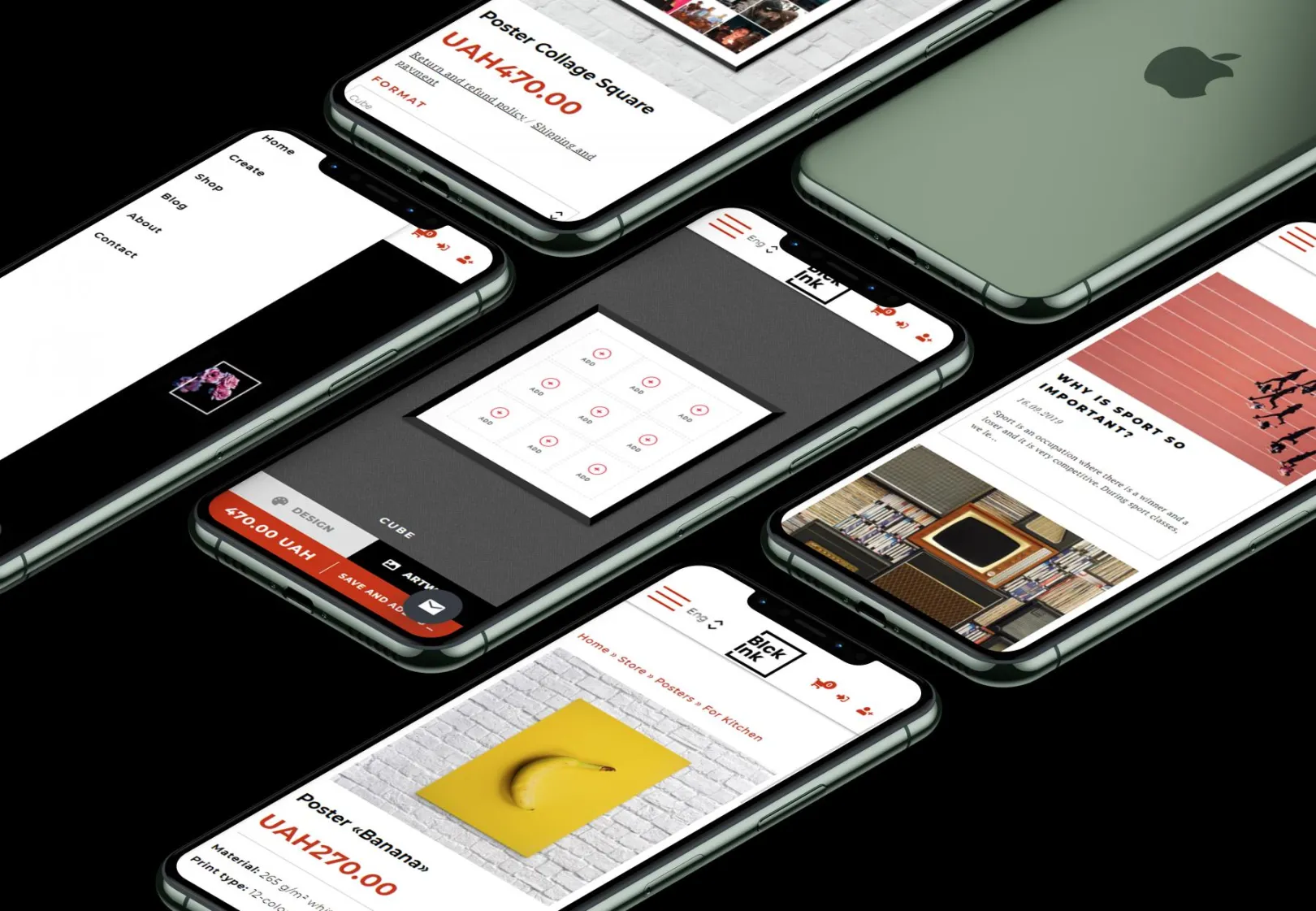 Blck ink pages on mobile screens