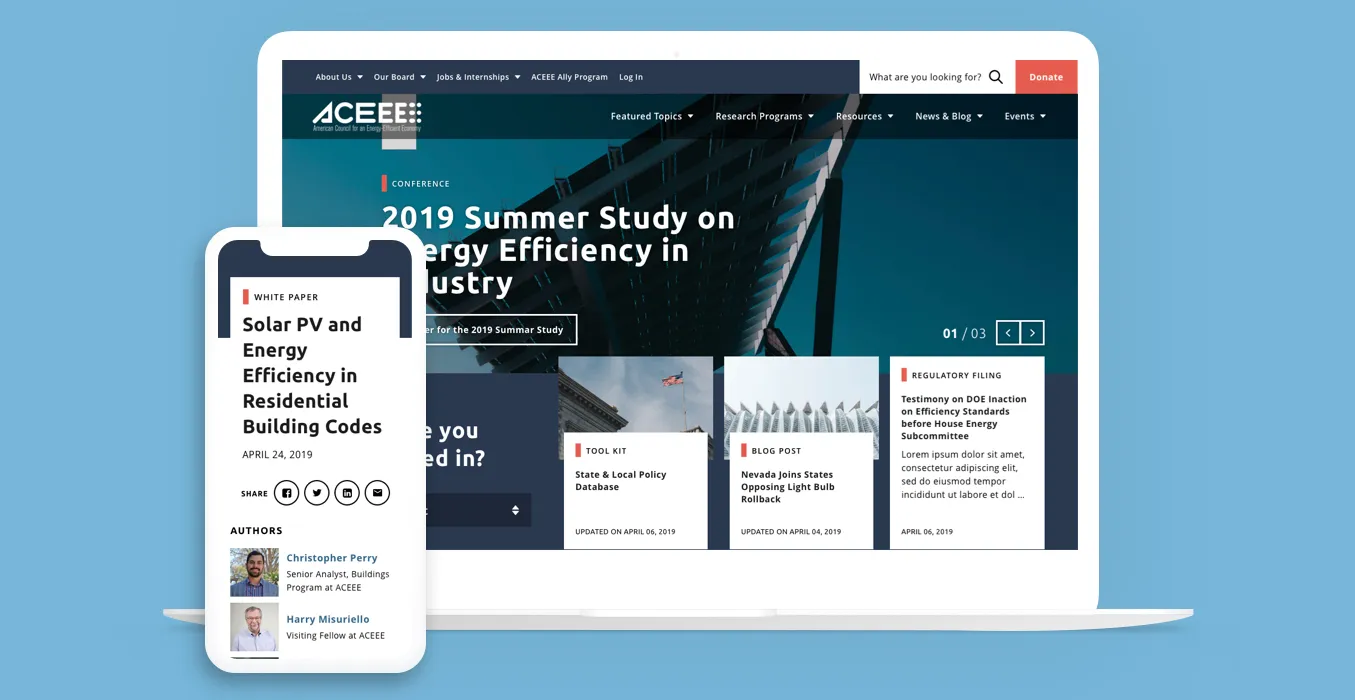ACEEE website on multiple devices