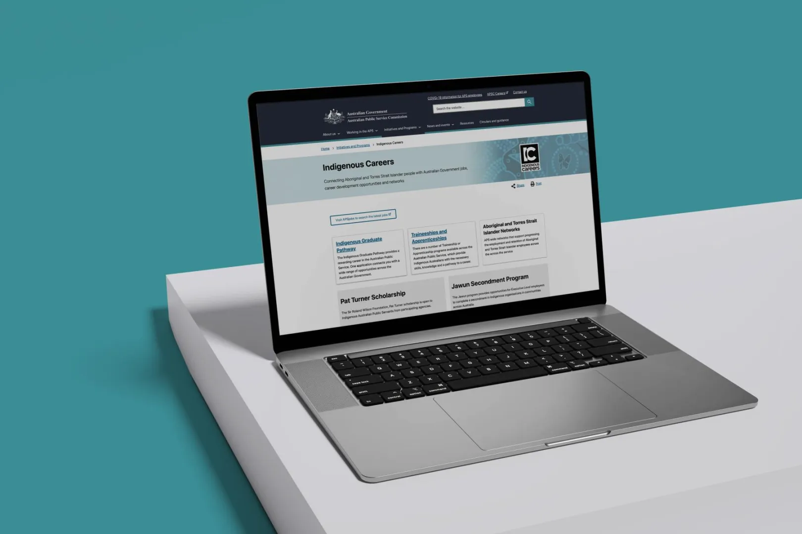 APSC website on laptop