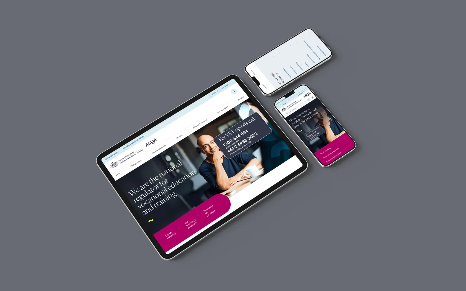ASQA website on devices