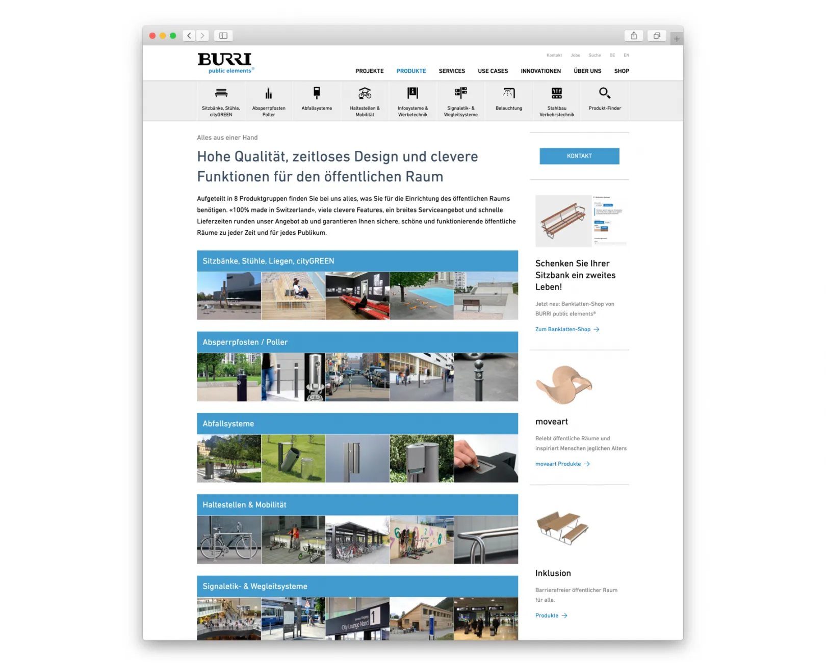 BURRI product categories page