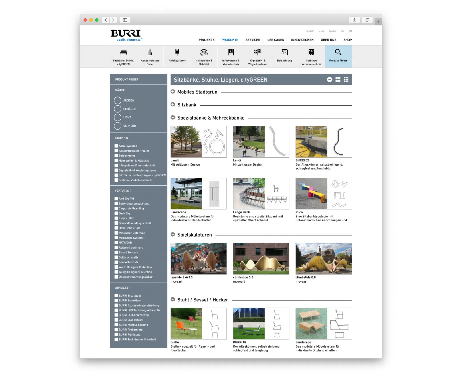 BURRI product finder
