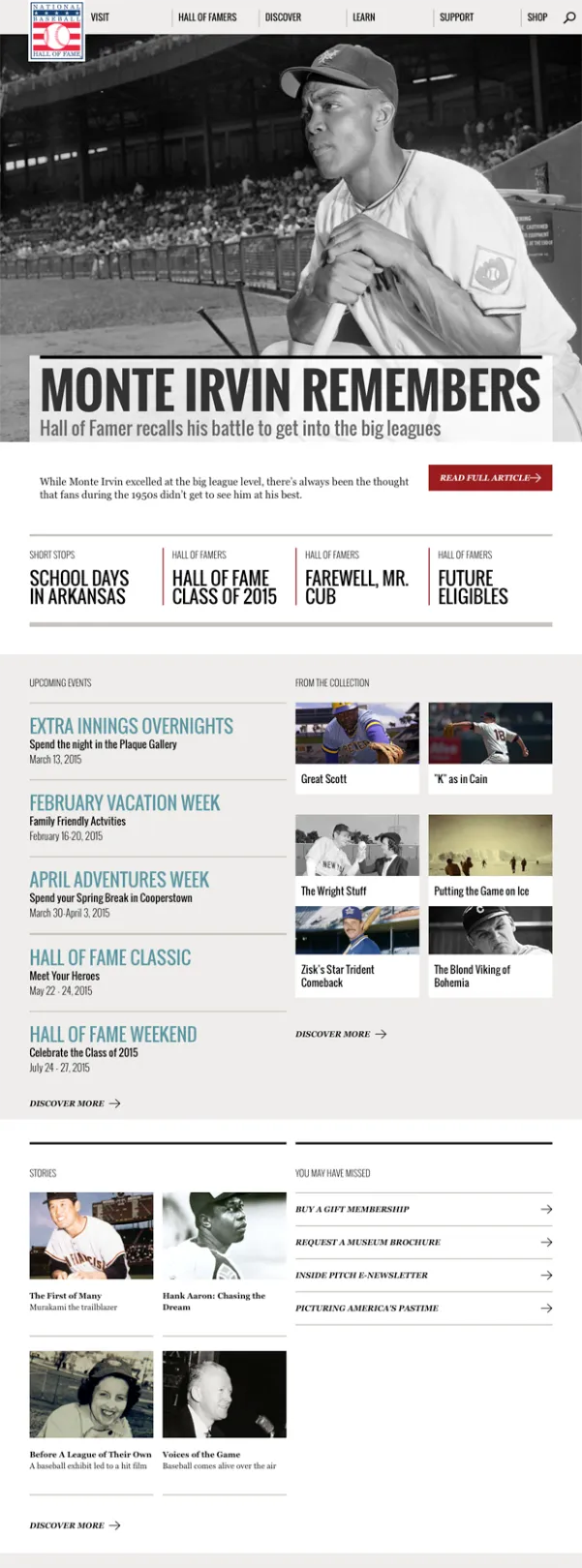 Baseball Hall of Fame home page