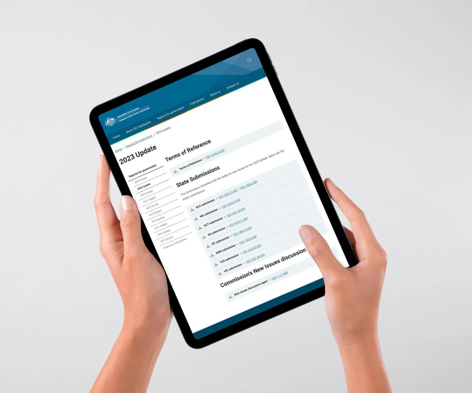 CGC website on a tablet