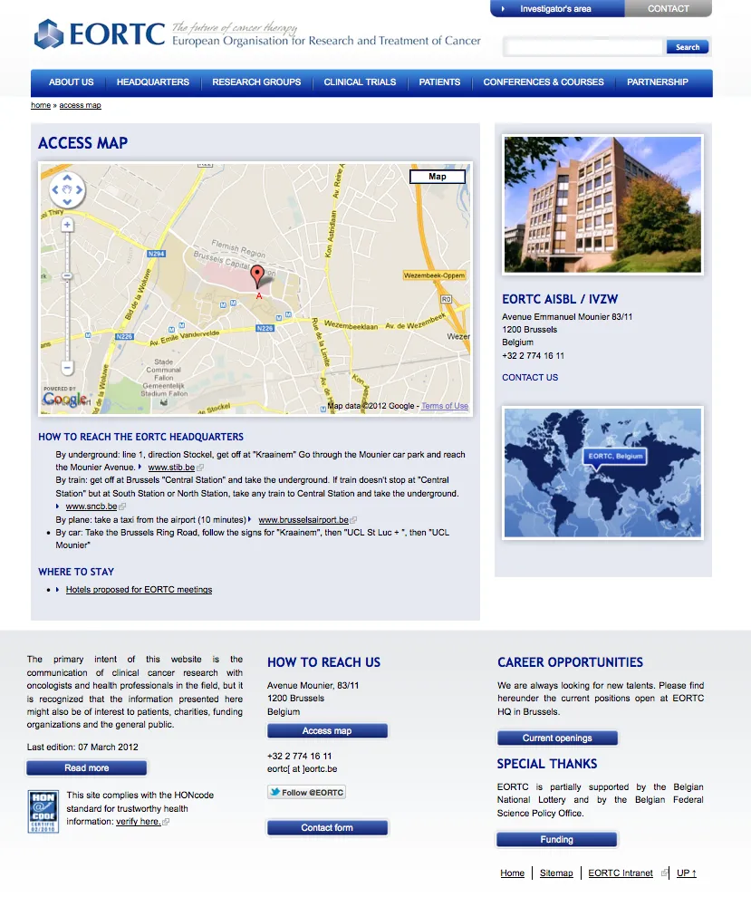 EORTC CONTACT PAGE