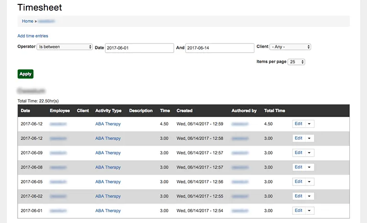 Employee Timesheet report built by Skvare with Views in Drupal 8