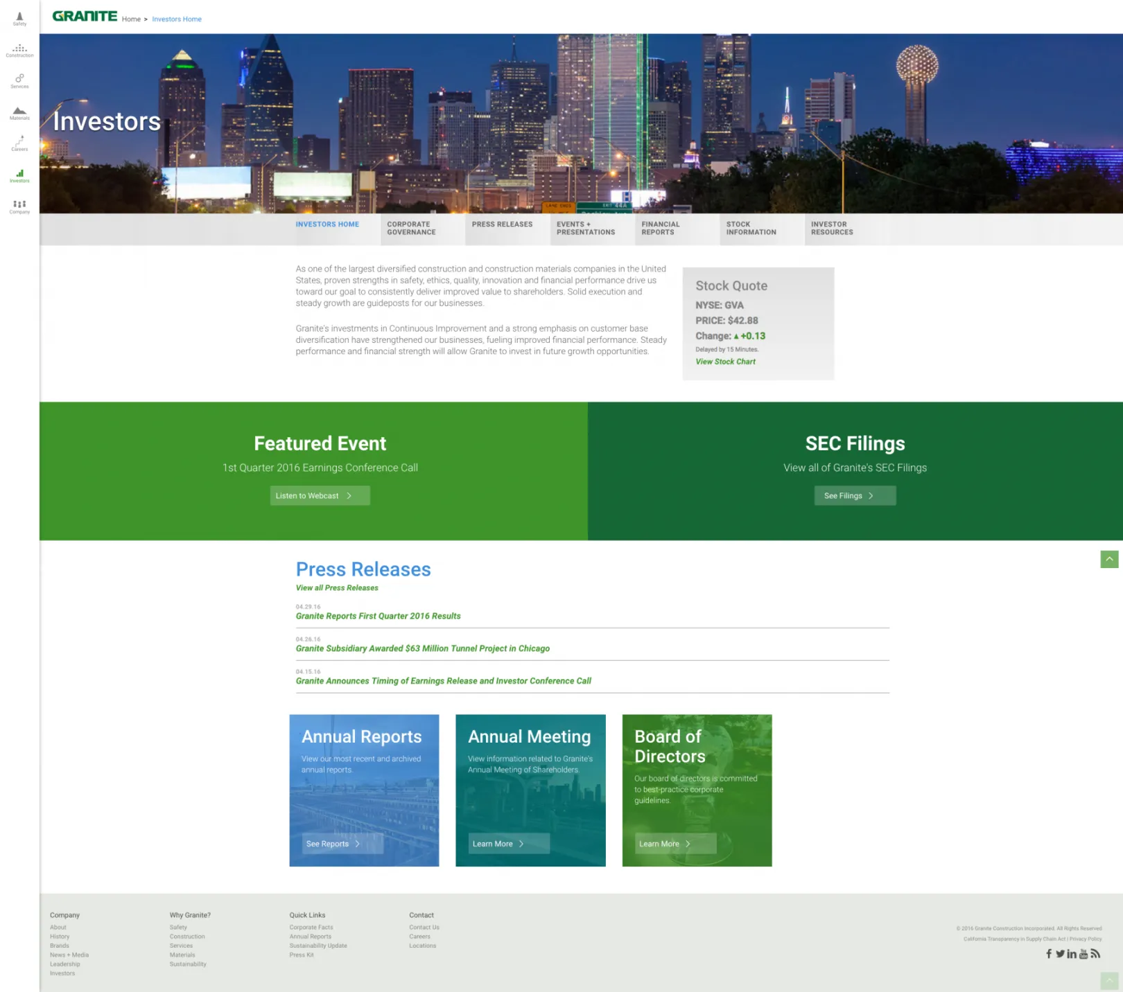 Granite Construction investors template