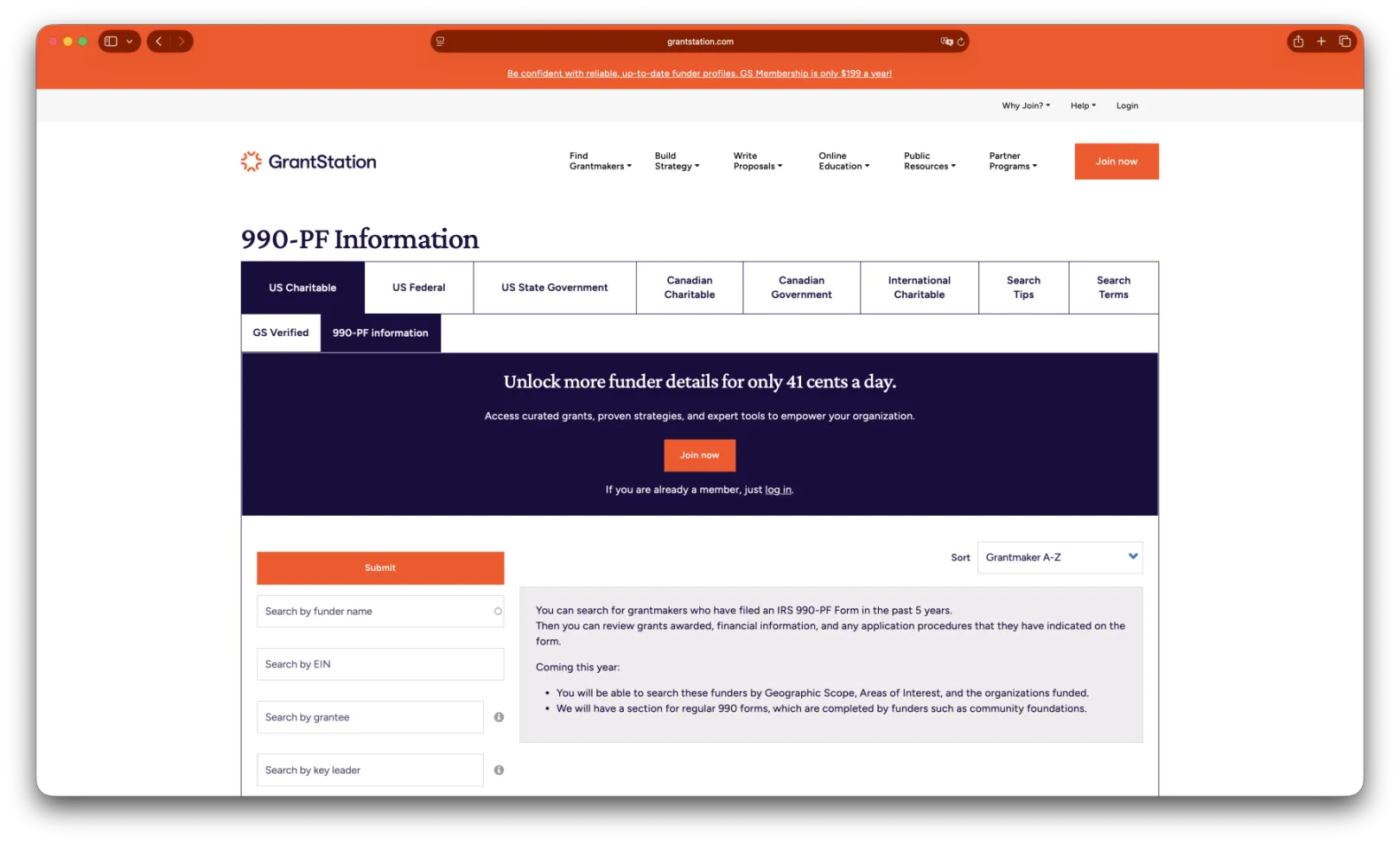 GrantStation developed by DevBranch agency