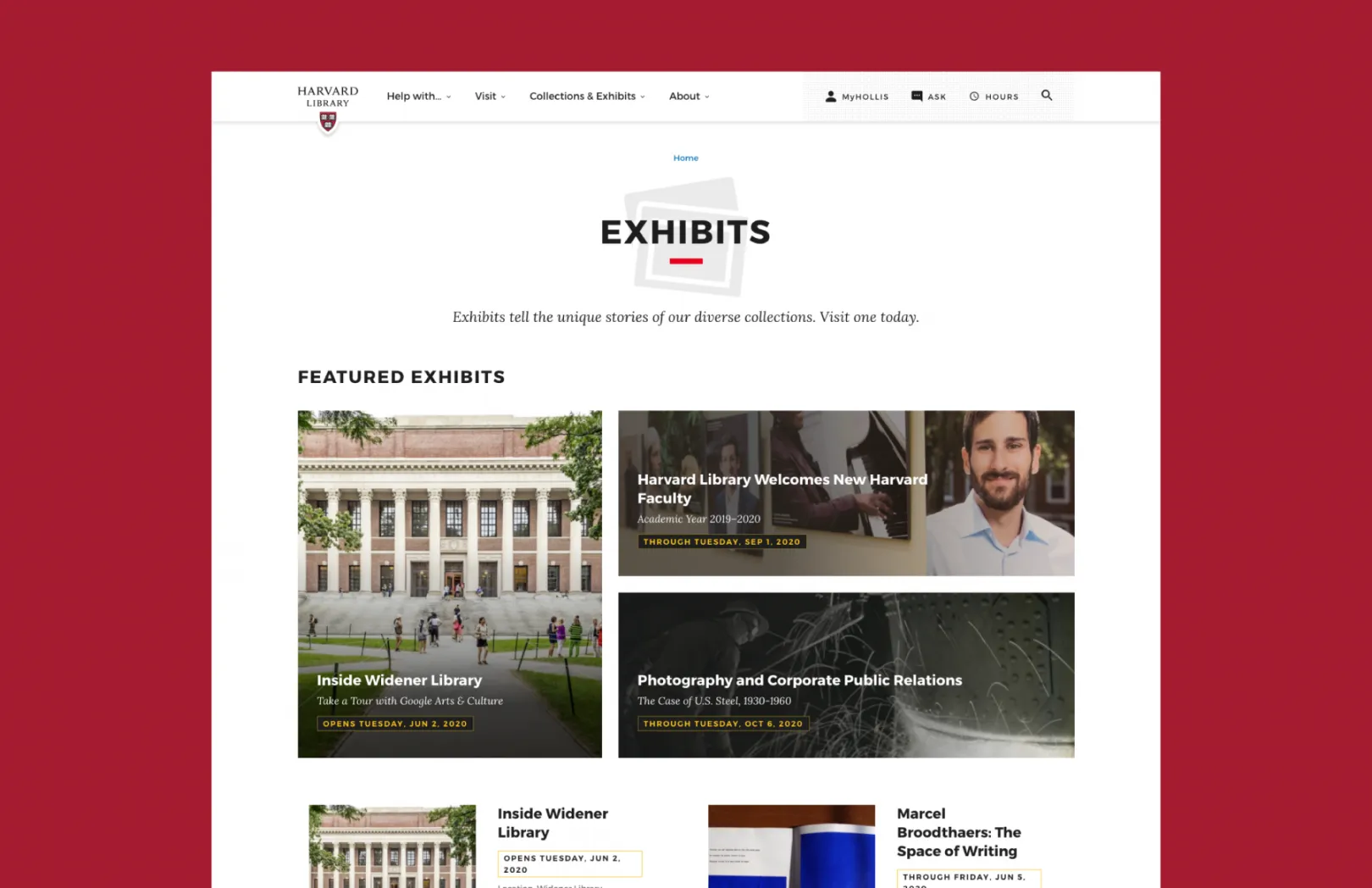 Harvard Library Interior Page Screen Shot