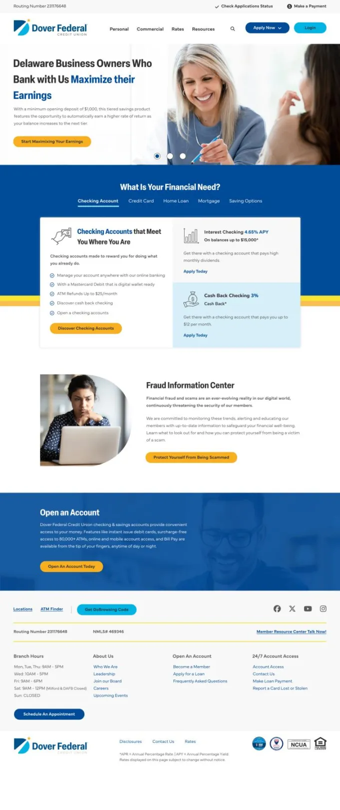 Dover FCU Homepage