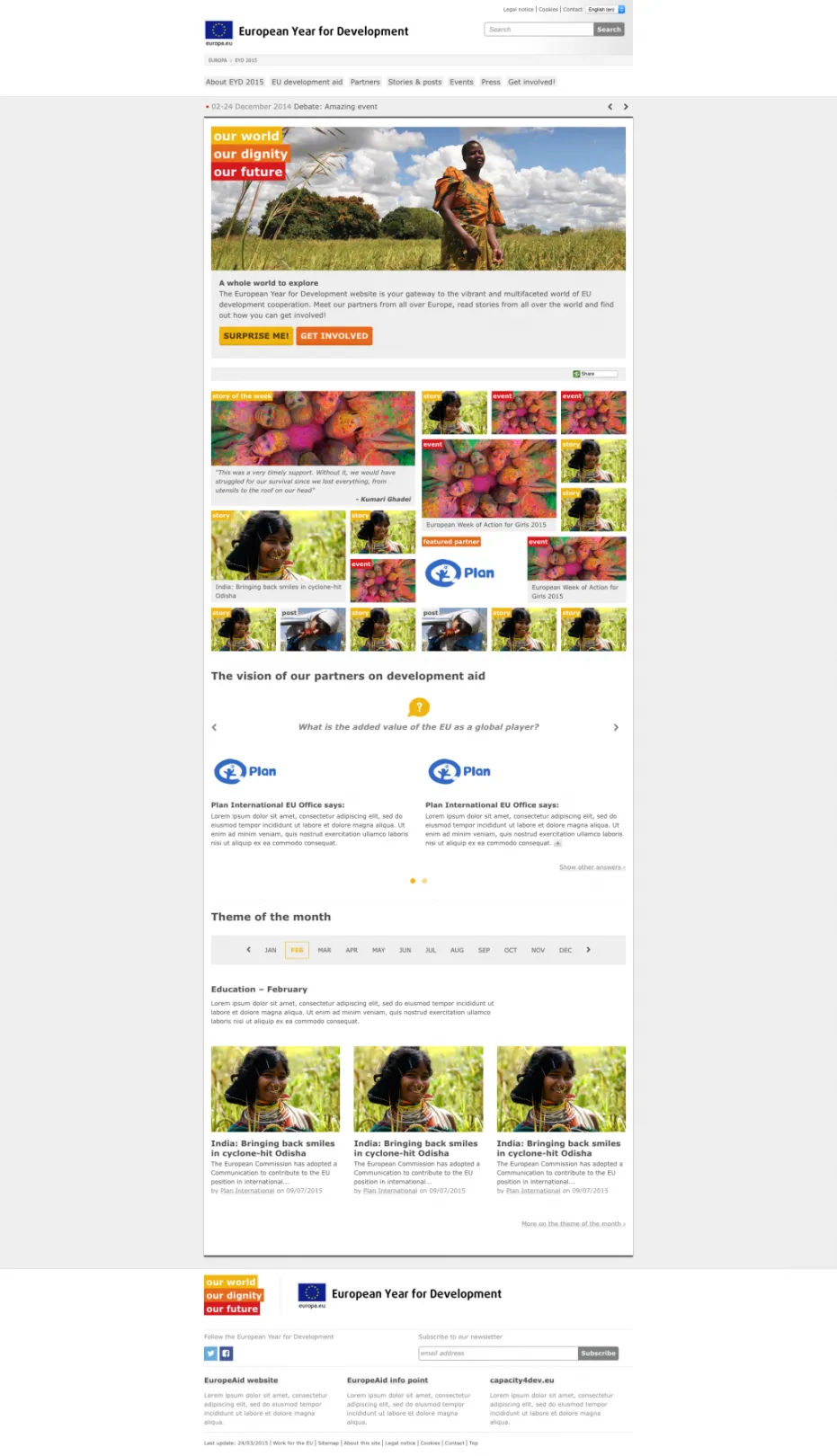 Screenshot of the EYD2015 homepage