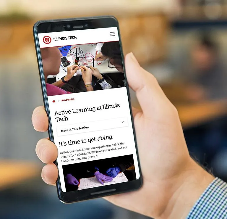 The Illinois Tech active learning page displayed on a mobile device