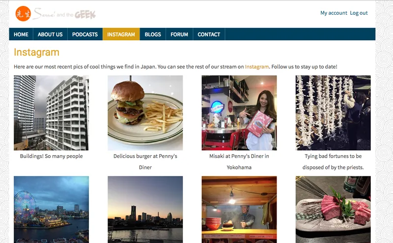 Custom Instagram integration page screenshot