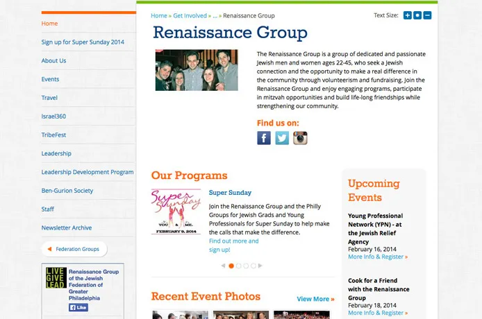 jewish federation drupal non-profit webdesign web development Philadelphia