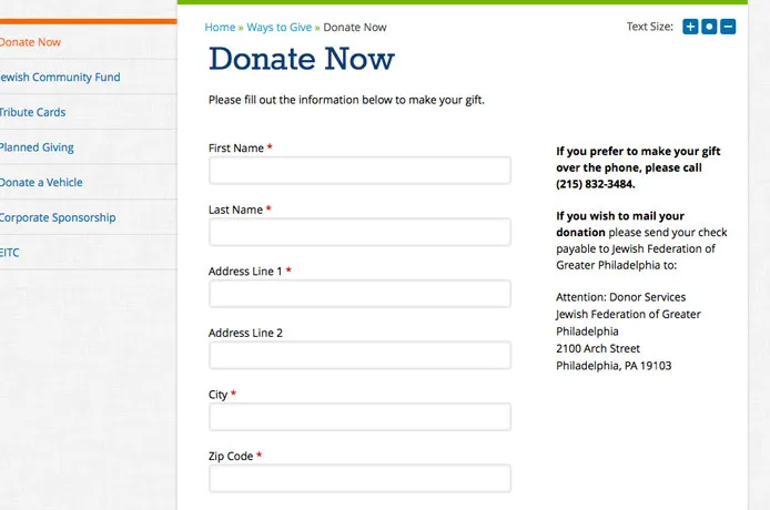 jewish federation drupal non-profit webdesign web development Philadelphia