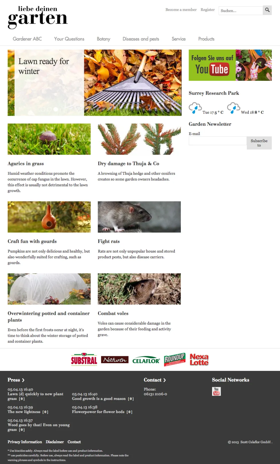 Liebe deine garten, German and Austrian website homepage