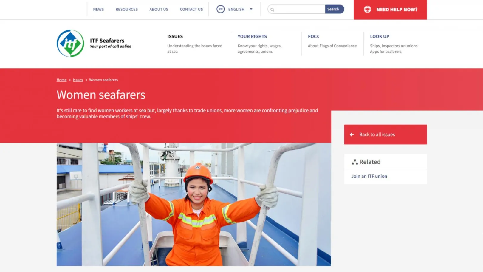 ITF Seafarers - Women seafarers issues page