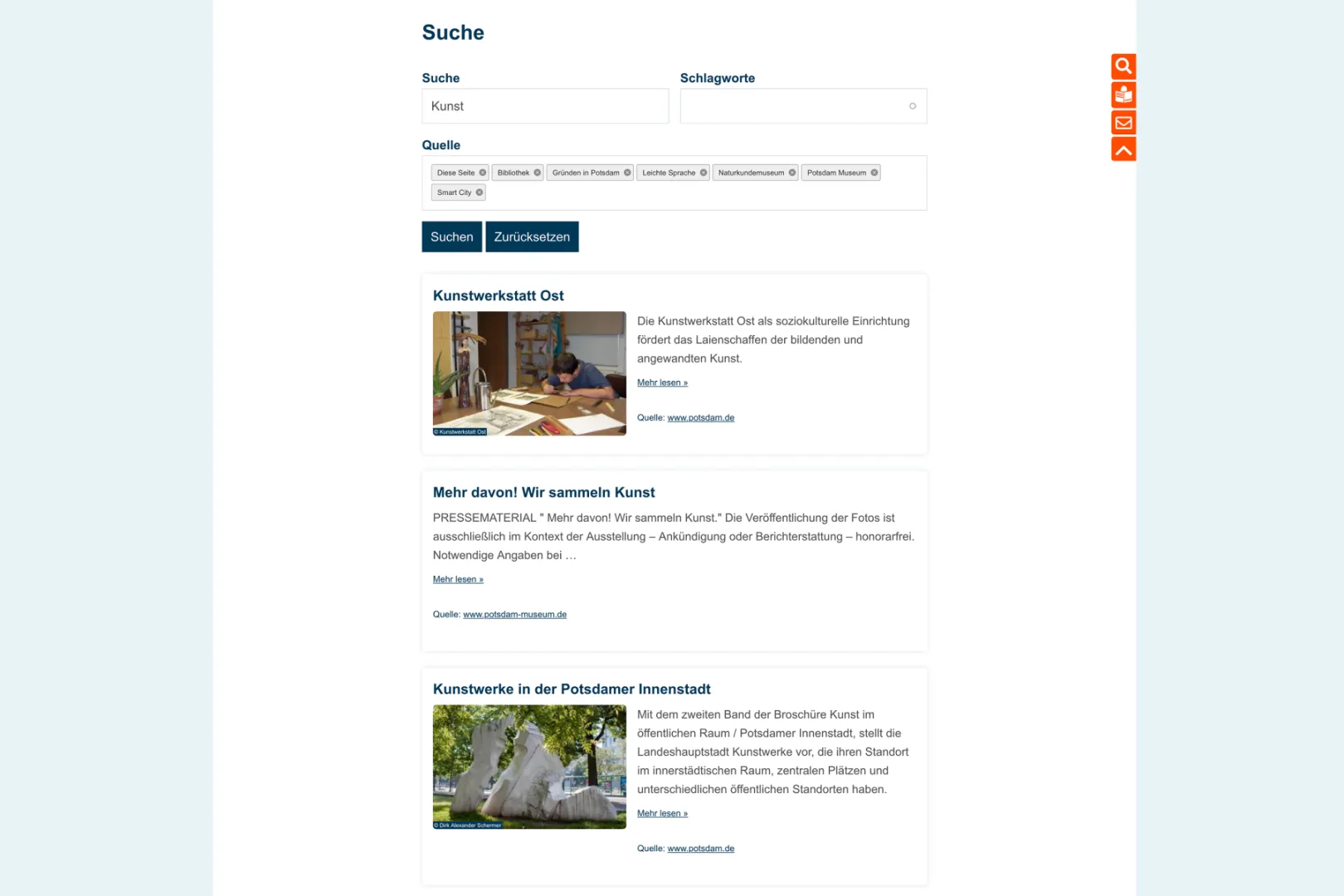 Screenshot of search page featuring cross-site search