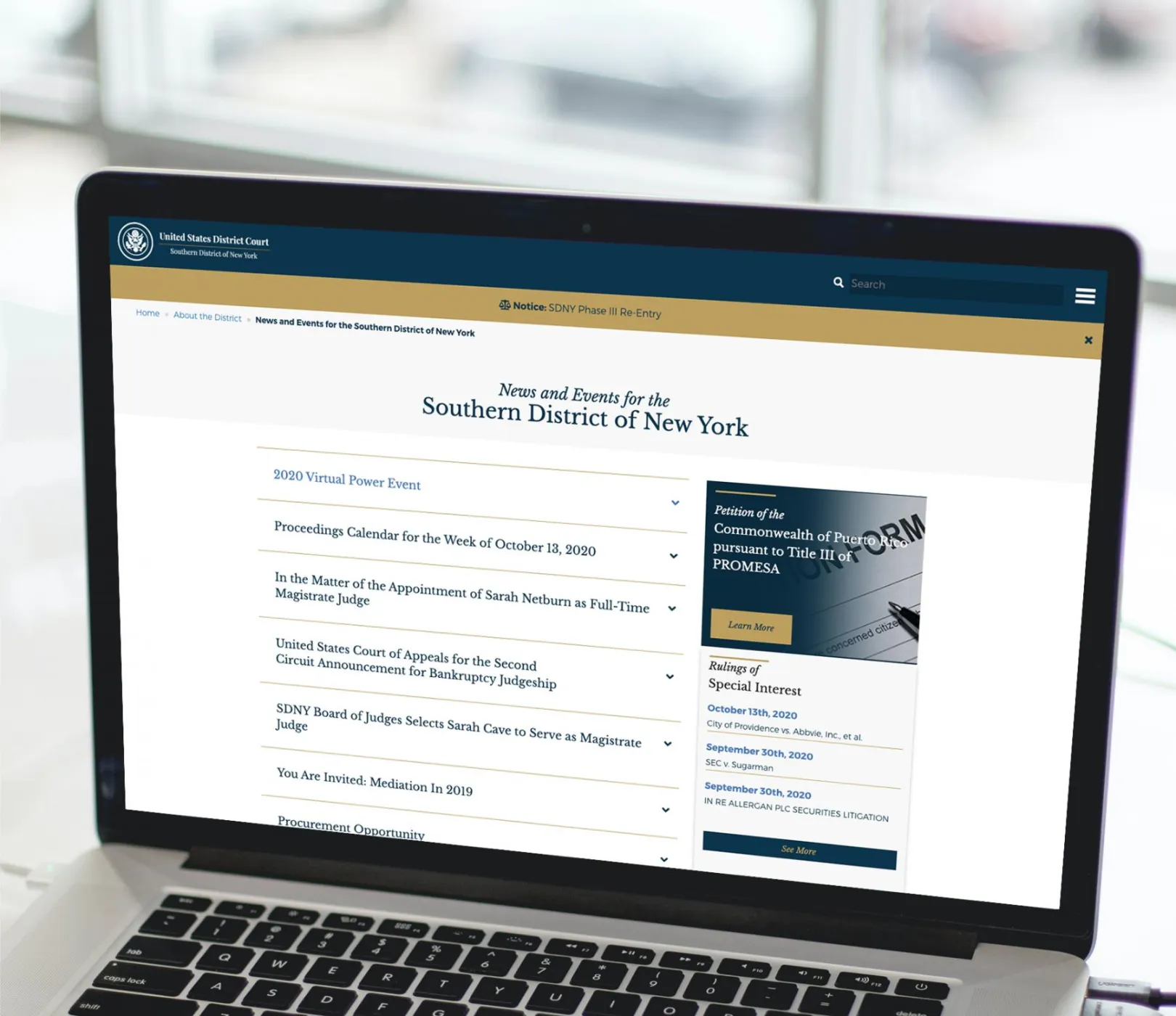 Southern District of NY webpage