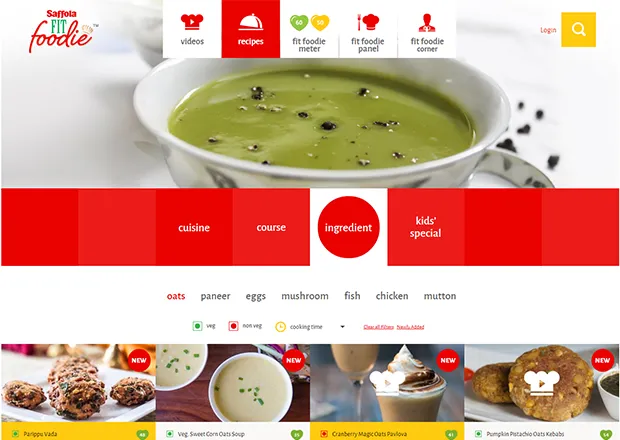 Saffola fitfoodie recipe listing