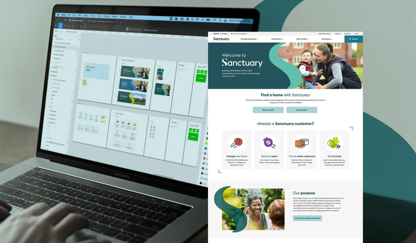 Screenshot of a developer using the Sitestudio interface to build Sanctuary Website