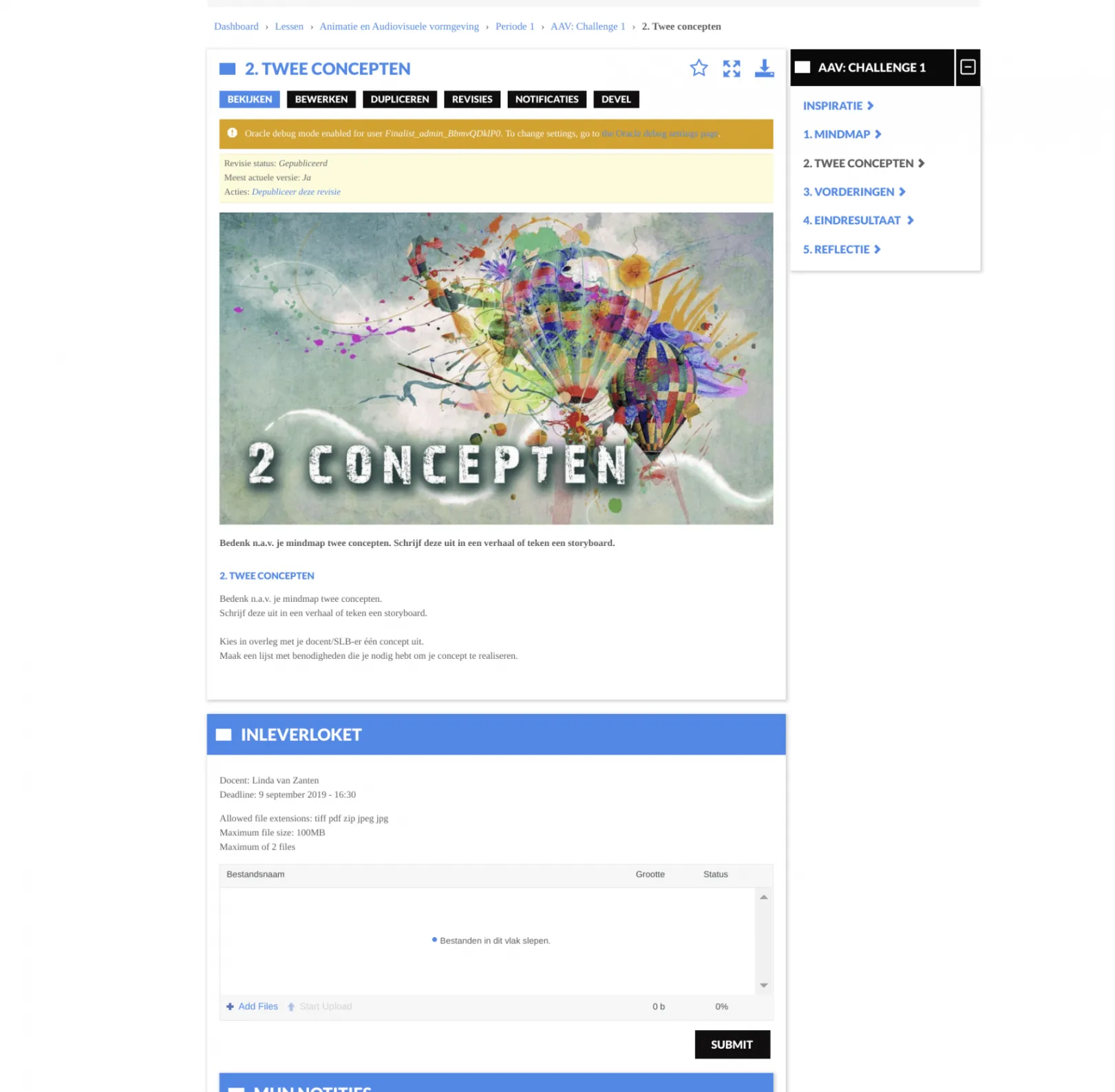 Submission of an assignment