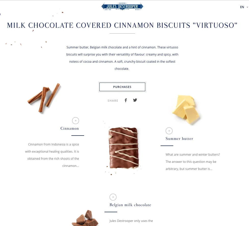 Showing ingredients of every single cookie to help users understand what's inside their cookies