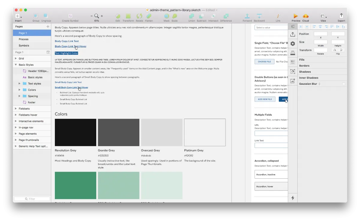 Admin theme branding guidelines in the program Sketch.