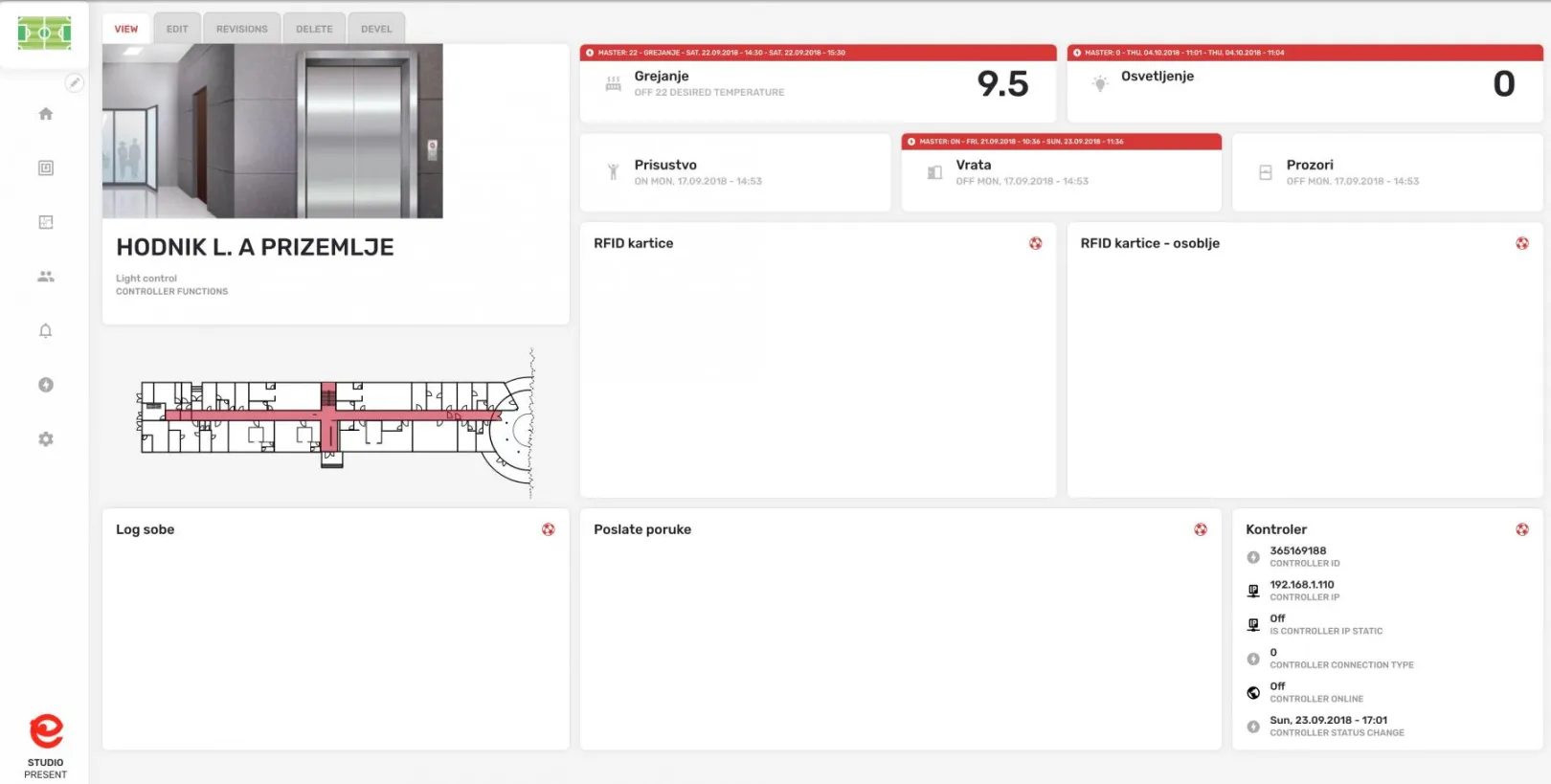 One room in the administration - Academy - IoT for smart hotels and buildings