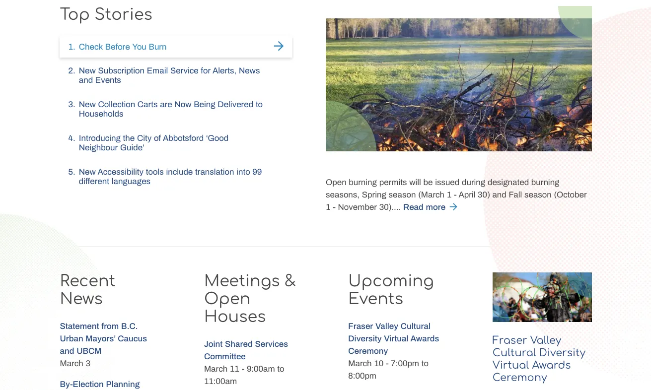 Abbotsford website homepage