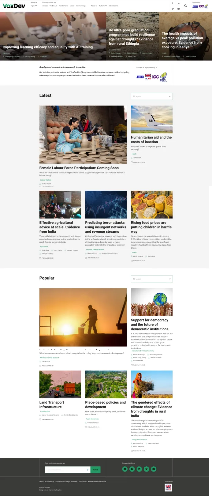 https://voxdev.org front page screeshot: Migration from Drupal 7, by ORION WEB