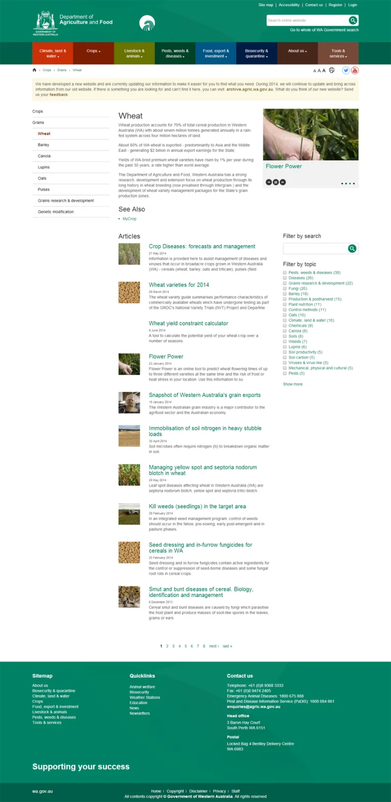 Screenshot of landing page