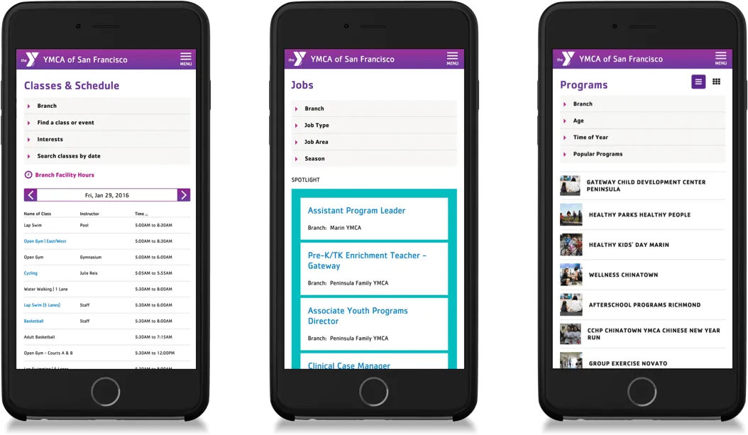 YMCA iPhone Website by Chapter Three