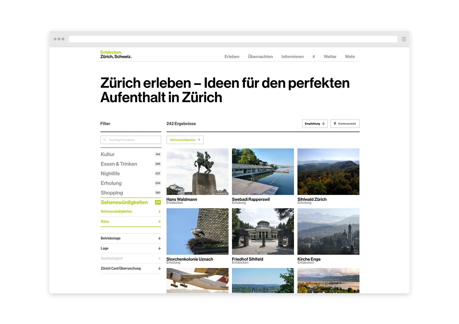 Page to filter by your interested sightseeing topics