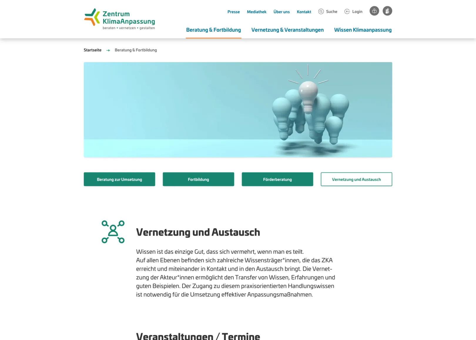 Screenshot Zentrum KlimaAnpassung