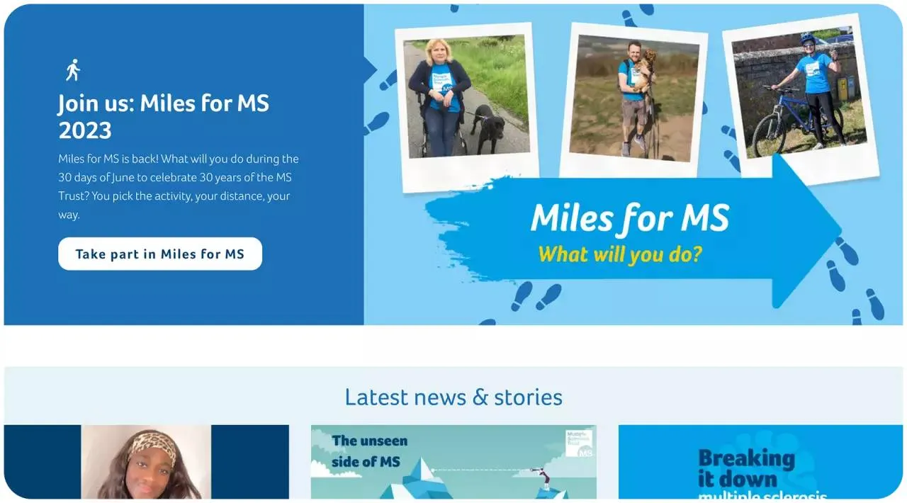 Desktop mock up of MS Trust website 1