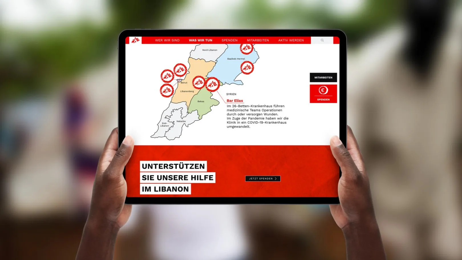 Screenshot aerzte-ohne-grenzen.at  Landingpage
