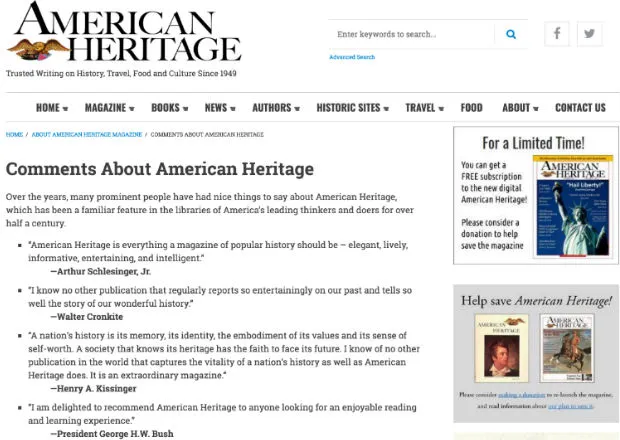 Comments made by President George H.W. Bush for American Heritage Magazine