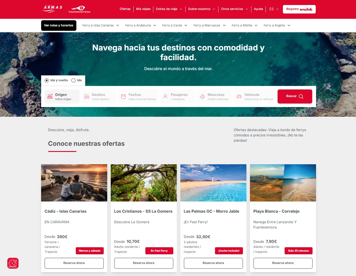 Screenshot of the web homepage