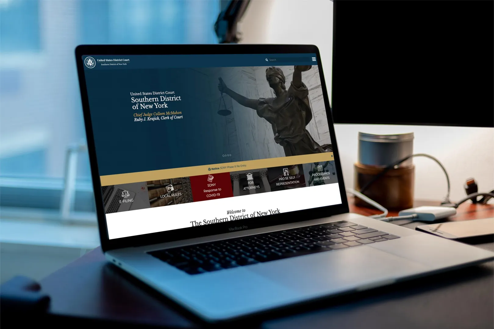Home page of the Southern District of New York website